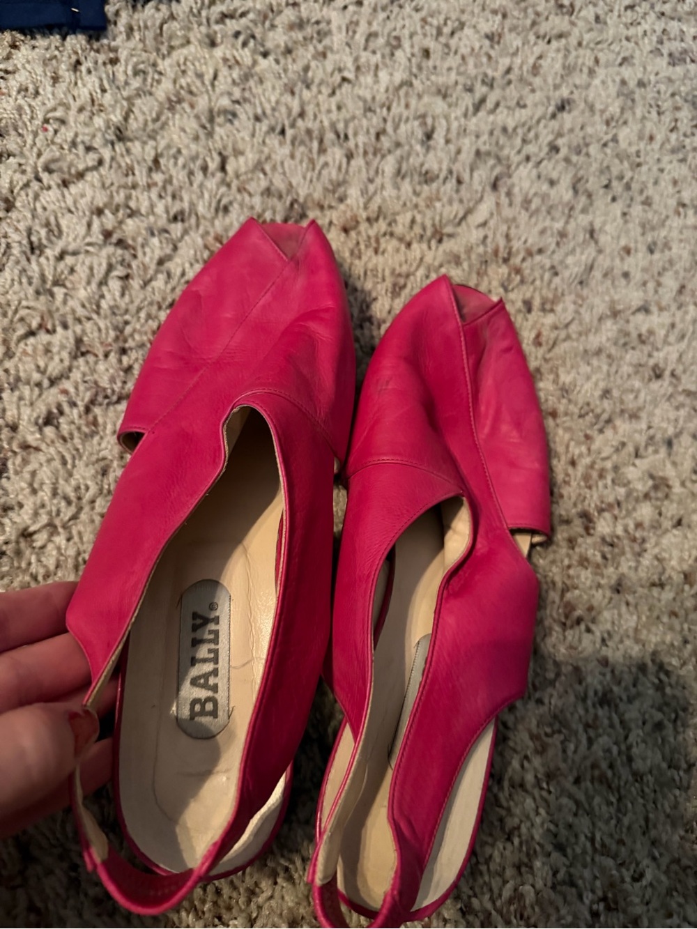 Bally Fuchsia Leather Slingback Mules